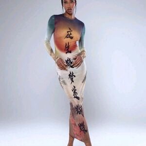 Elegant Multicolor Long Sleeve Dress